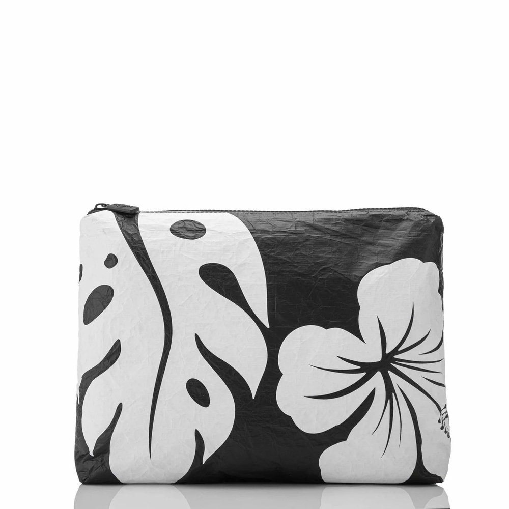 Aloha Collection Waipio Mid Pouch Hibiscus Monstera Travel Bag clutch Beach NWT